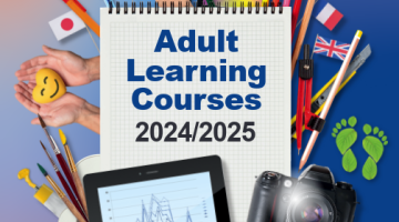 Image shows the front cover of the Adult Learning Brochure